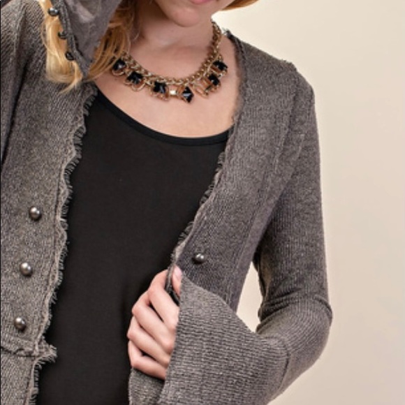 Cardigan with lace sleeves - VOCAL USA - Picture 2 of 5